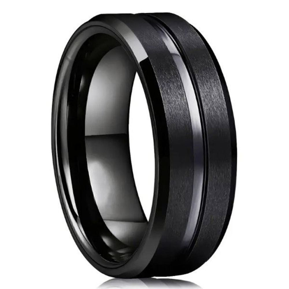 Stainless Steel Black Wedding Band Street Style Unisex Ring